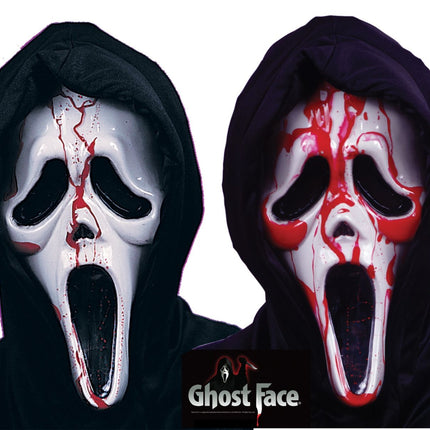 Maska na Halloween biało-czerwona ze sztuczną krwią