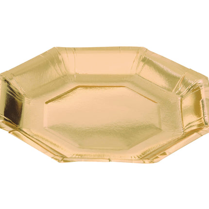 Złote talerze papierowe 23cm 6szt