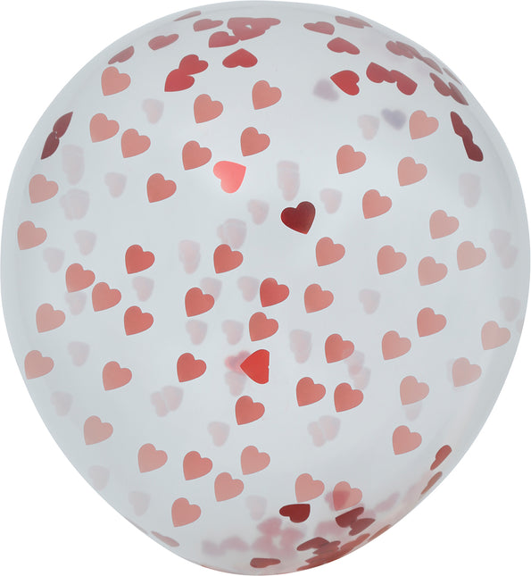 Torba 10 balonów z konfetti w kształcie serc