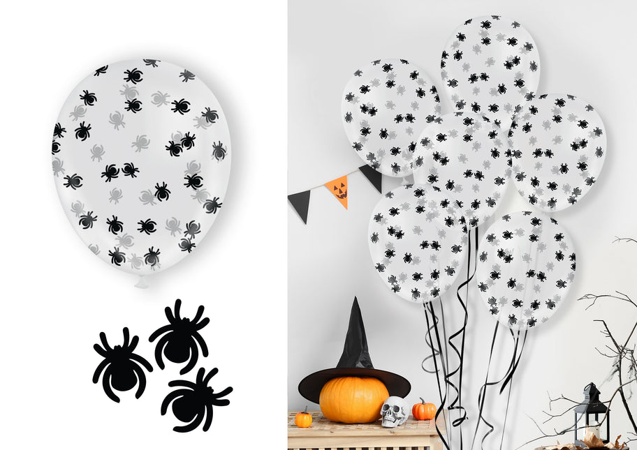Halloweenowy balon konfetti z pająkami 10szt