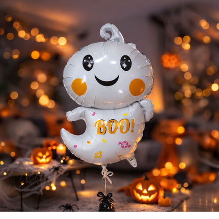 Balonik helowy na Halloween – biały duch, pusty, 75 cm