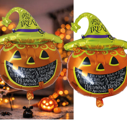 Balonik helowy na Halloween, zielono-pomarańczowa dynia, pusty, 70 cm