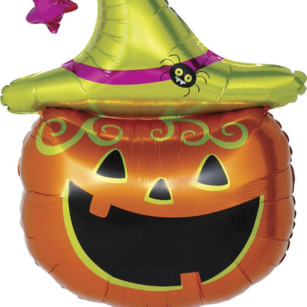 Balonik helowy na Halloween, zielono-pomarańczowa dynia, pusty, 70 cm