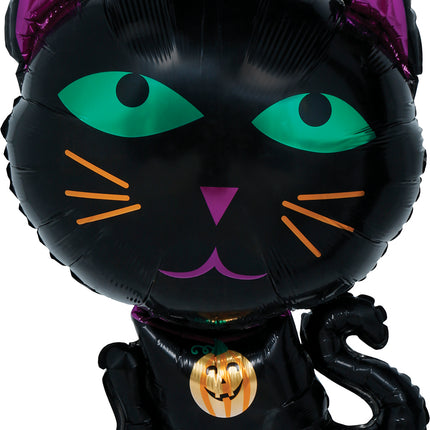 Balonik helowy z motywem kota na Halloween, pusty, 60 cm