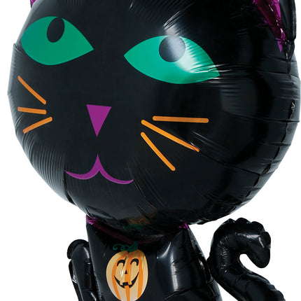 Balonik helowy z motywem kota na Halloween, pusty, 60 cm