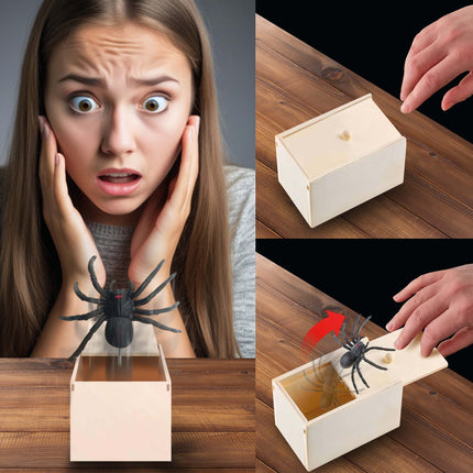 Fałszywy pająk na Halloween w pudełku