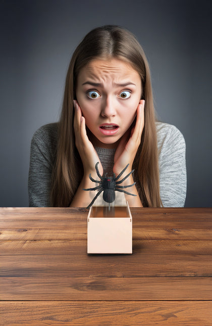 Fałszywy pająk na Halloween w pudełku