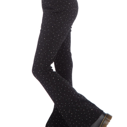 Czarne spodnie Glitter Flared