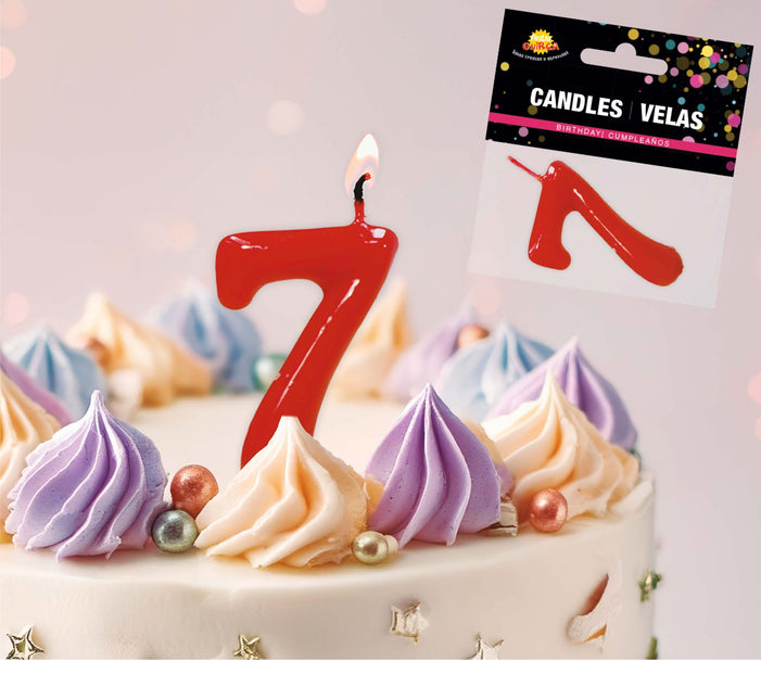 Czerwona świeczka 7 lat 5,5 cm