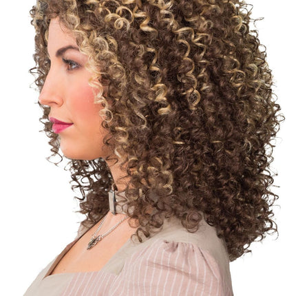 Kręcona peruka z blond pasemkami