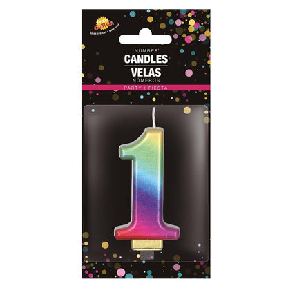 Świeczka Rainbow 1 Year Metallic 8 cm