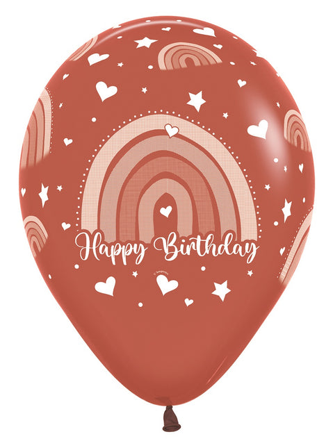 Balony urodzinowe kolorowe tęcza 30cm 12szt
