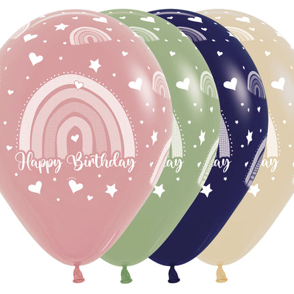 Balony urodzinowe kolorowe tęcza 30cm 25szt