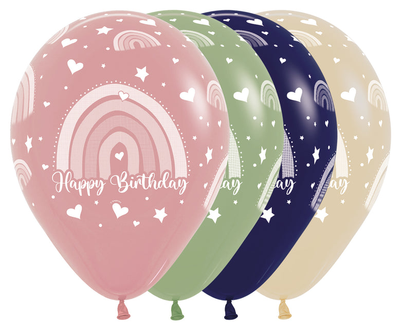 Balony urodzinowe kolorowe tęcza 30cm 25szt