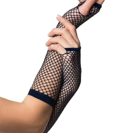 Rękawiczki bez palców Long Fishnet Black