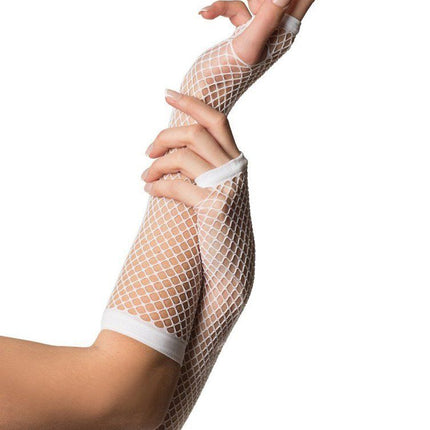 Długie rękawiczki bez palców Fishnet White