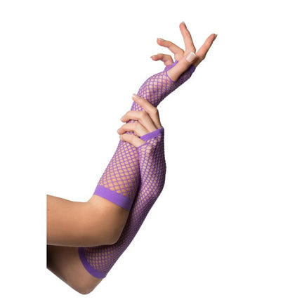 Długie rękawiczki bez palców Fishnet Purple