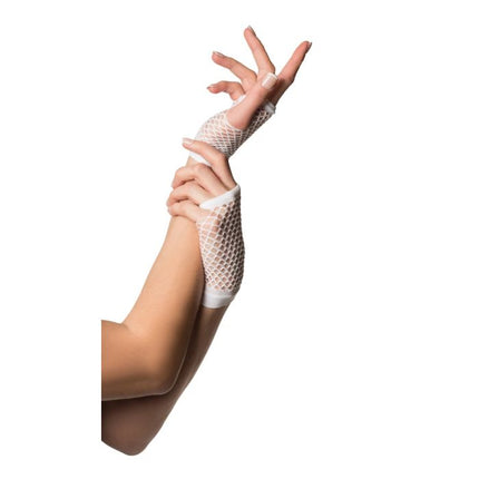 Rękawiczki bez palców z krótką siateczką białe