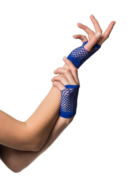 Rękawiczki bez palców z krótką siateczką niebieskie