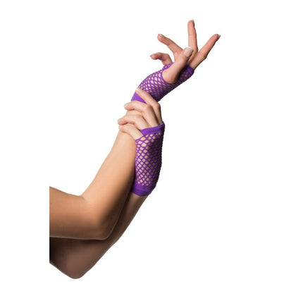 Rękawiczki bez palców z krótką siateczką fioletowe