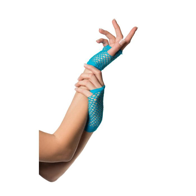 Rękawiczki bez palców Short Fishnet Turquoise