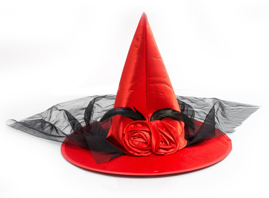 Halloweenowy kapelusz czarownicy pomarańczowy wysoki