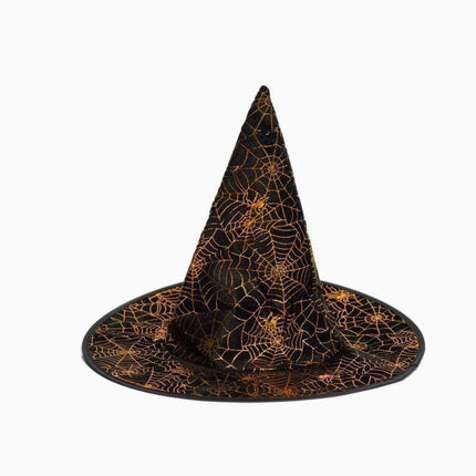 Halloweenowy kapelusz czarownicy Czarna pajęczyna