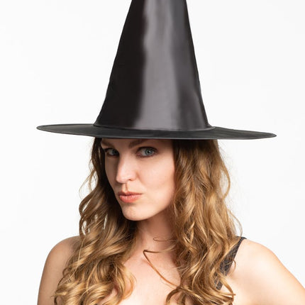 Halloweenowy kapelusz czarownicy czarny wysoki