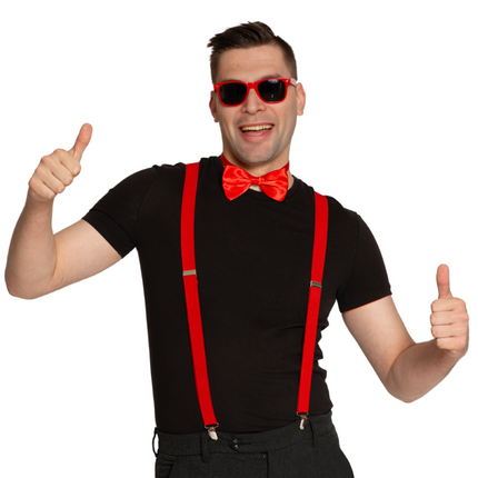 Zestaw szelki/okulary ochronne/pasek czerwony