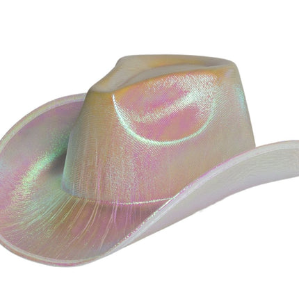 Błyszczący srebrny kapelusz kowbojski - zestaw 6 sztuk