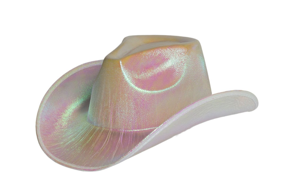 Błyszczący srebrny kapelusz kowbojski - zestaw 6 sztuk