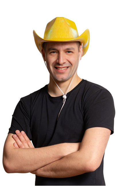 Kowbojski kapelusz w kolorze błyszczącego złota