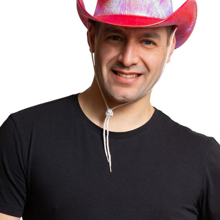 Kapelusz kowbojski błyszczący czerwony - opakowanie 6 szt