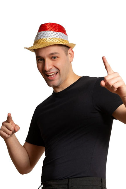 Czapka z cekinami czerwona/biała/żółta - opakowanie 6 sztuk