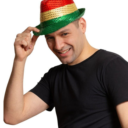 Czapka z cekinami czerwona/żółta/zielona - opakowanie 6 sztuk