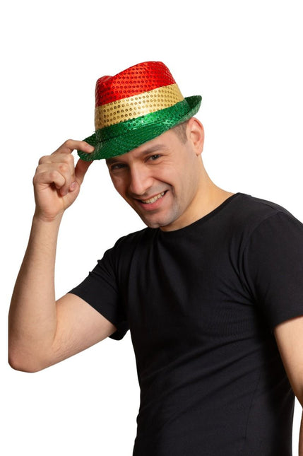 Czapka z cekinami czerwona/żółta/zielona - opakowanie 6 sztuk