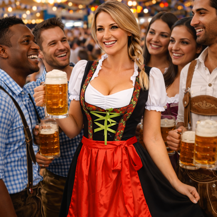 Czerwona sukienka dirndl na Oktoberfest „Rosalie”