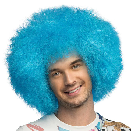 Neonowa peruka – niebieska afro