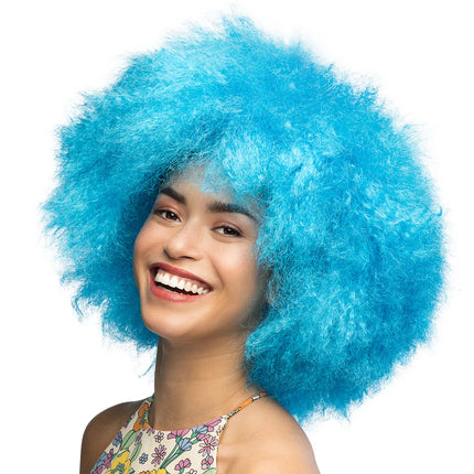 Neonowa peruka – niebieska afro