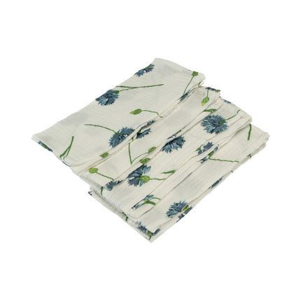 Serwetki w kwiaty Zielony Niebieski Bawełna 40cm 4szt