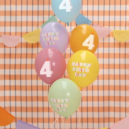 4 Jaar Ballonnen 30cm 6st van Partydeco koop je bij Partywinkel
