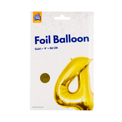 4 Jaar Cijfer Ballon Goud Leeg 86cm - Partywinkel - 8716764236884