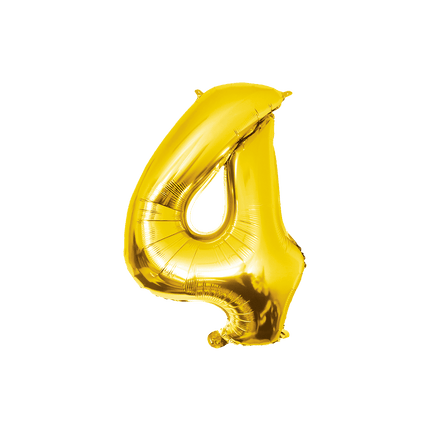 4 Jaar Cijfer Ballon Goud Leeg 86cm - Partywinkel - 8716764236884