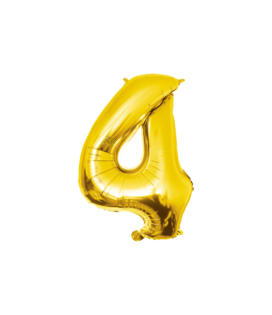 4 Jaar Cijfer Ballon Goud Leeg 86cm - Partywinkel - 8716764236884