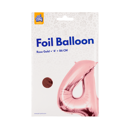 4 Jaar Cijfer Ballon Rose Goud Leeg 86cm - Partywinkel - 8716764237577