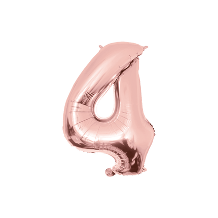 4 Jaar Cijfer Ballon Rose Goud Leeg 86cm - Partywinkel - 8716764237577