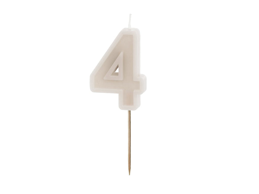 4 Jaar Kaars Beige 10cm van Partydeco koop je bij Partywinkel