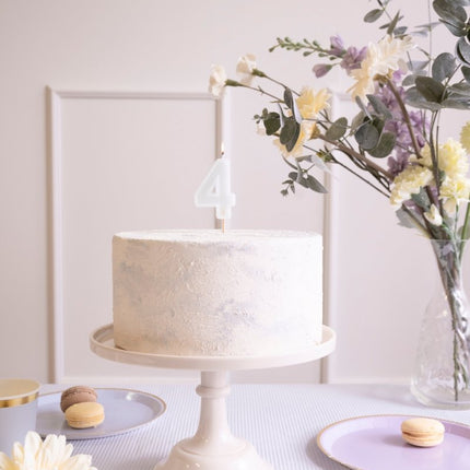 4 Jaar Kaars Lichtgroen 10cm van Partydeco koop je bij Partywinkel