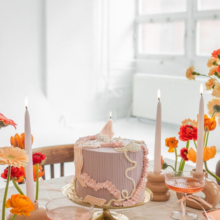 4 Jaar Kaars Lichtroze 10cm van Partydeco koop je bij Partywinkel