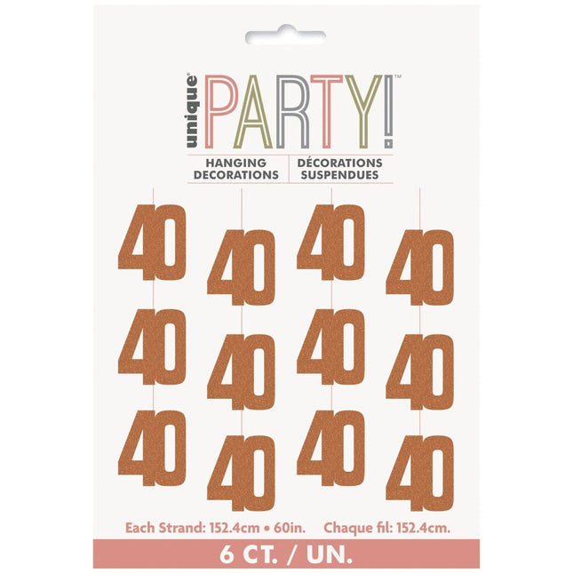 40 Jaar Hangdecoratie Rose Goud 1,52m van Unique koop je bij Partywinkel